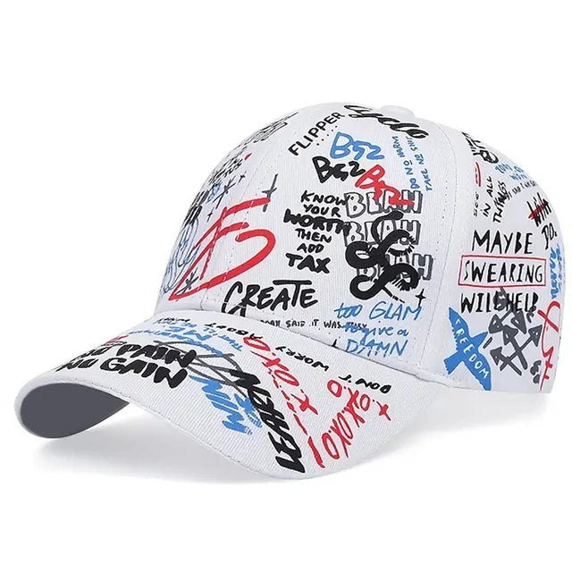 Mode Buchstabe Baseballmütze Graffiti Sonnen-Hip-Hop-Kappe Visier Frühling Hut Herren Verstellbare Snapback Baumwollkappe für Damen Herren Hüte