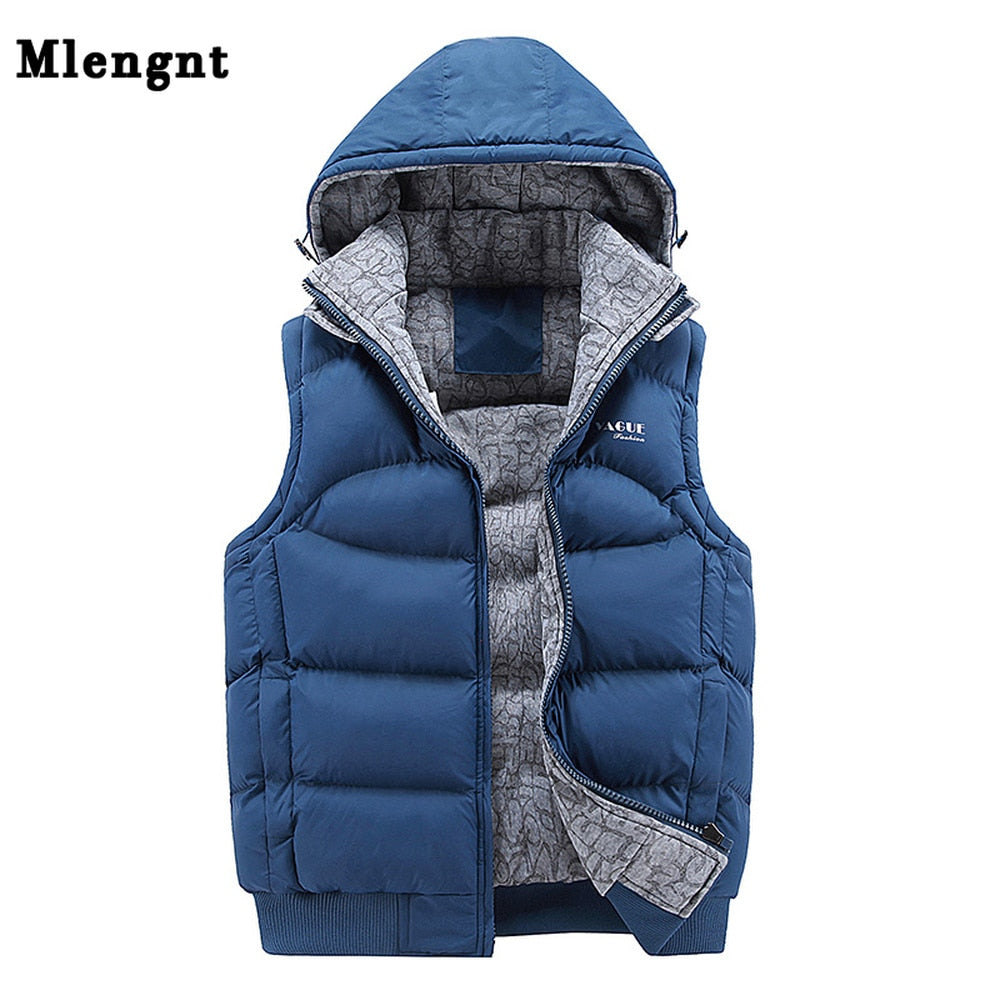 Fashion ärmellose Jacke 2019 Herren Verdickung 100% Baumwolle Weste Hut Kapuze Warme Weste Winterweste Herren Casual Windbreaker