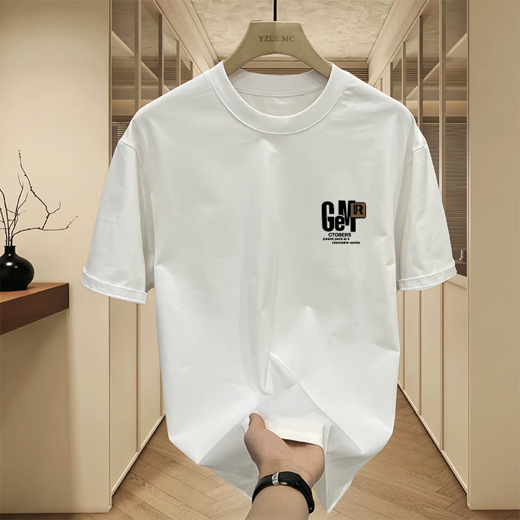 Freizeit-T-Shirt für Herren aus reiner Baumwolle mit Print und kurzen Ärmeln