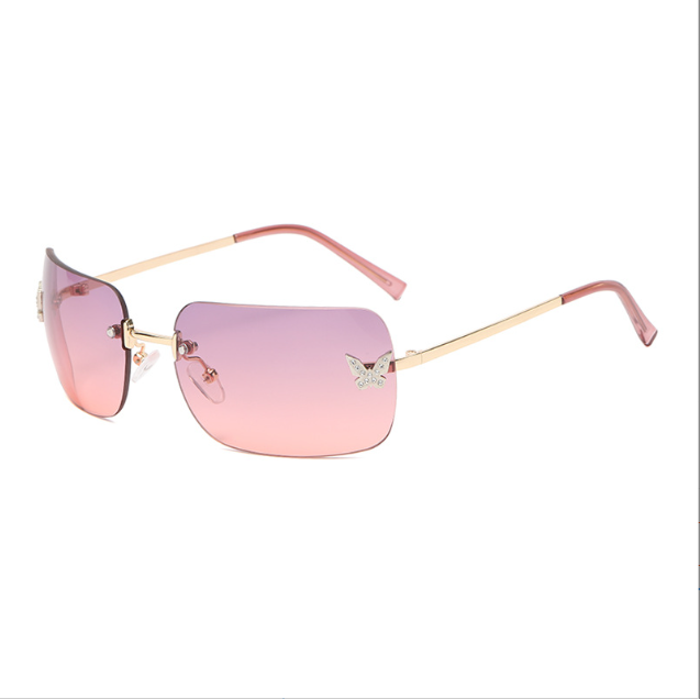 Randlose Diamant-Sonnenbrille mit hohem Sinn, quadratischer Rahmen, Mode-Sonnenbrille für Damen und Herren