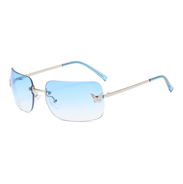 Randlose Diamant-Sonnenbrille mit hohem Sinn, quadratischer Rahmen, Mode-Sonnenbrille für Damen und Herren