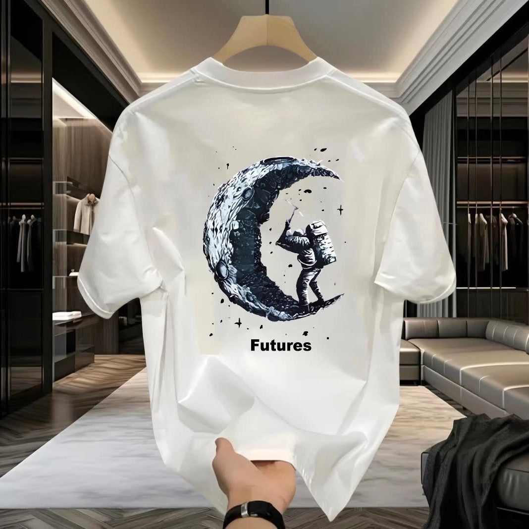Freizeit-T-Shirt für Herren aus reiner Baumwolle mit Print und kurzen Ärmeln