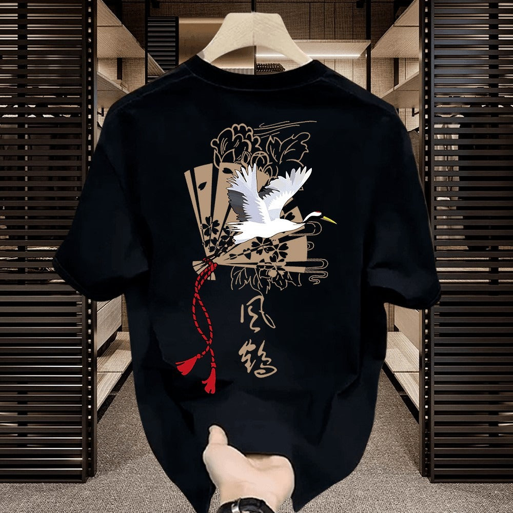 Freizeit-T-Shirt für Herren aus reiner Baumwolle mit Print und kurzen Ärmeln