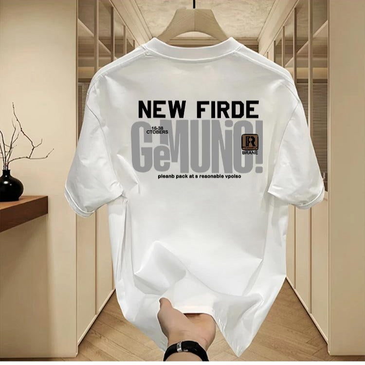 Freizeit-T-Shirt für Herren aus reiner Baumwolle mit Print und kurzen Ärmeln