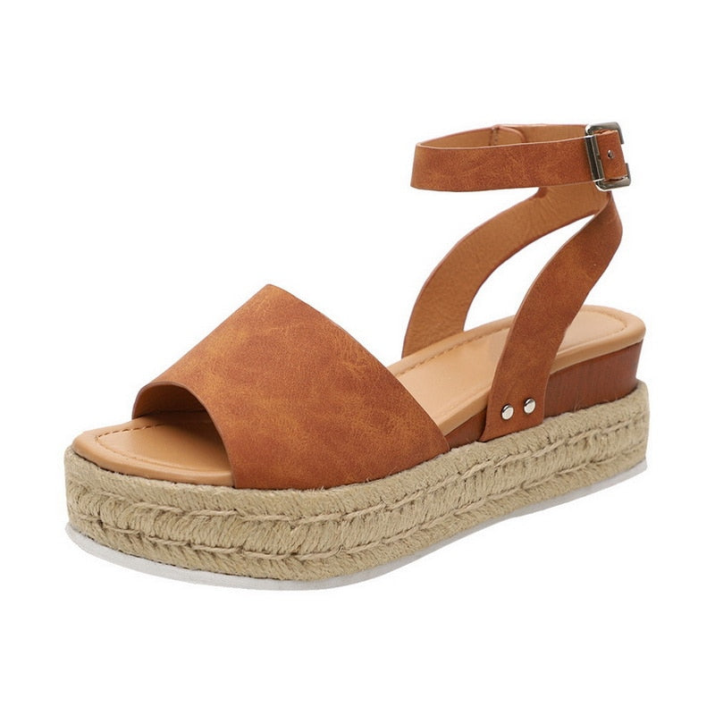Leopard Keilsandaletten für Damen High Heels Sommerschuhe