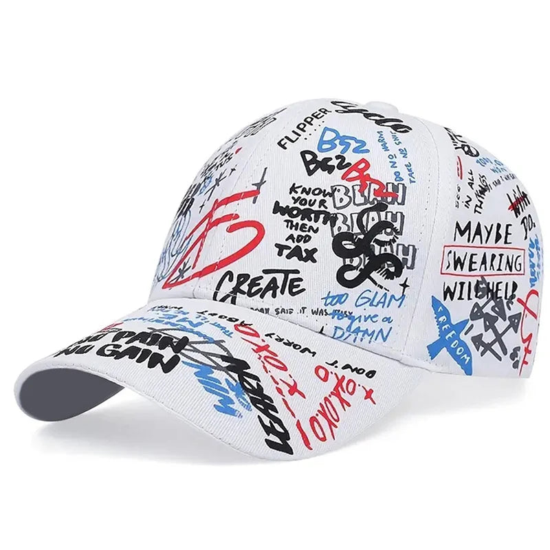 Mode Buchstabe Baseballmütze Graffiti Sonnen-Hip-Hop-Kappe Visier Frühling Hut Herren Verstellbare Snapback Baumwollkappe für Damen Herren Hüte