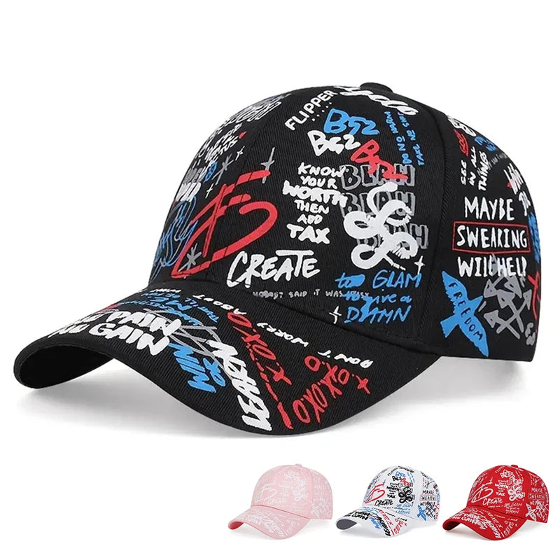Mode Buchstabe Baseballmütze Graffiti Sonnen-Hip-Hop-Kappe Visier Frühling Hut Herren Verstellbare Snapback Baumwollkappe für Damen Herren Hüte