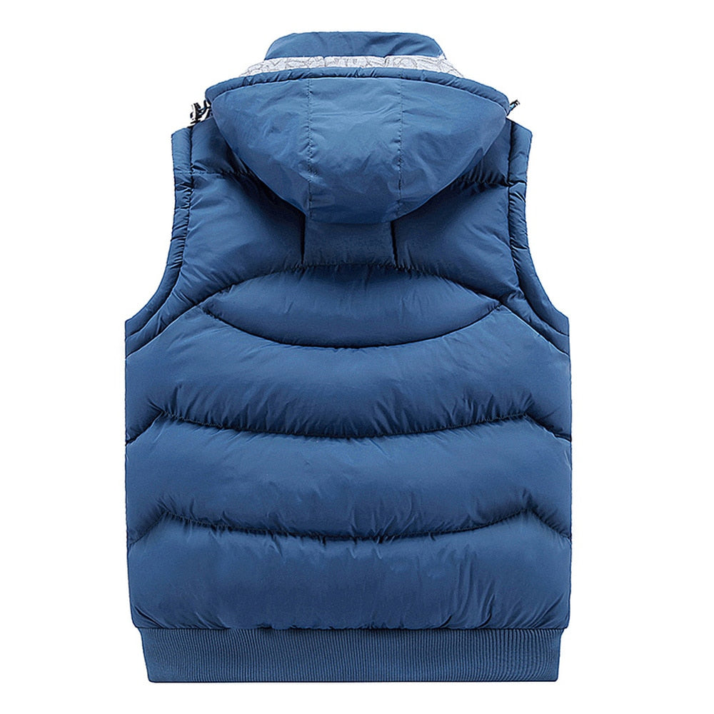 Fashion ärmellose Jacke 2019 Herren Verdickung 100% Baumwolle Weste Hut Kapuze Warme Weste Winterweste Herren Casual Windbreaker