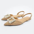 Flache Schuhe Perlen Espadrilles für Damen Lässige Slingback Strassschuhe Damen Frühling Sommer Damen Halbschuhe mit niedrigem Absatz