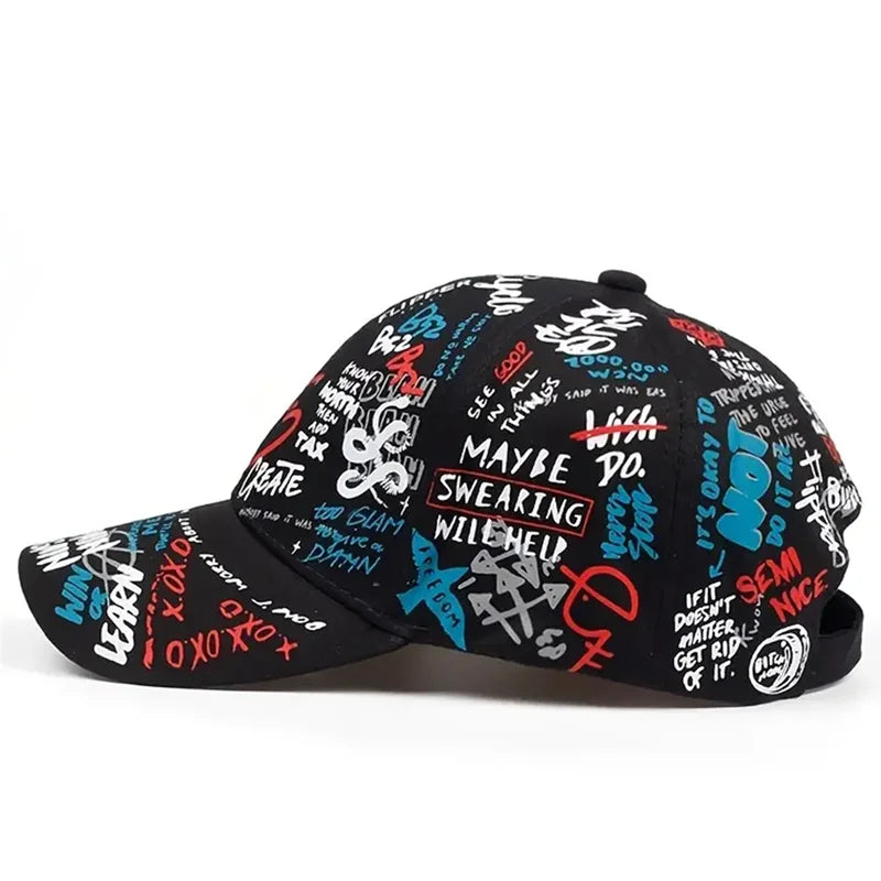 Mode Buchstabe Baseballmütze Graffiti Sonnen-Hip-Hop-Kappe Visier Frühling Hut Herren Verstellbare Snapback Baumwollkappe für Damen Herren Hüte