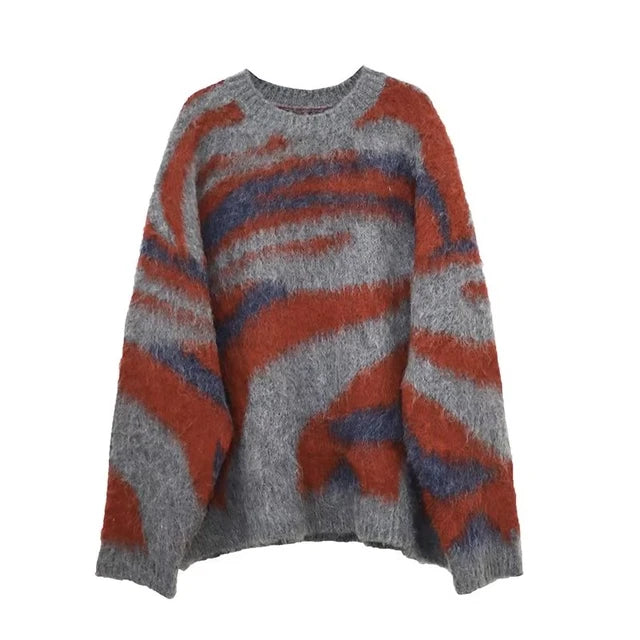 Herren Herbst Winter Neu Koreanisch High Street Gestreifter Pullover Locker Vielseitig Trend Mode Oversized Strickwaren Pullover Herren
