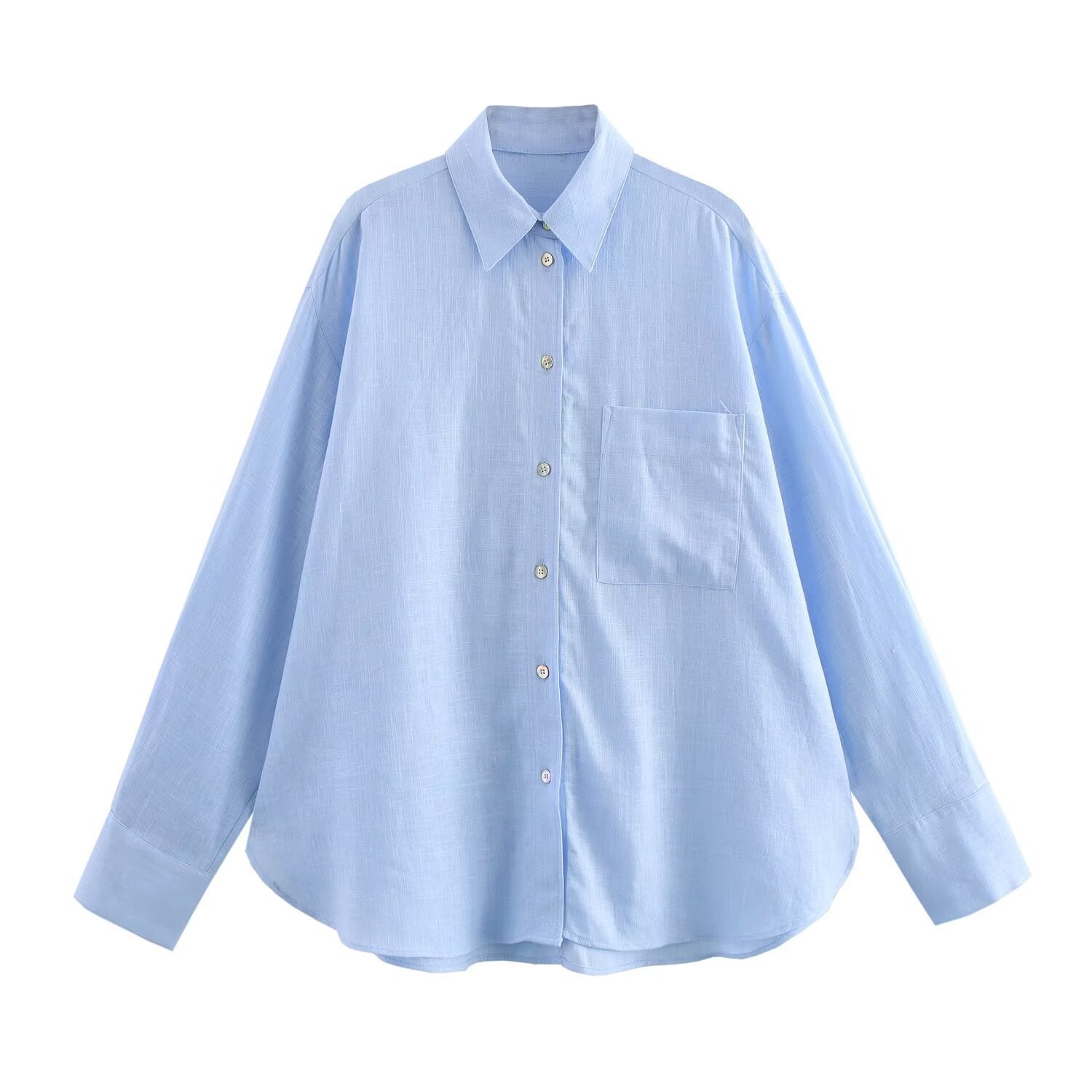 Frühlings- und Sommer-Mode, lässiger Leinen-Loose-Fit-Hemd für Damen