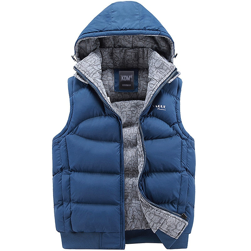 Fashion ärmellose Jacke 2019 Herren Verdickung 100% Baumwolle Weste Hut Kapuze Warme Weste Winterweste Herren Casual Windbreaker