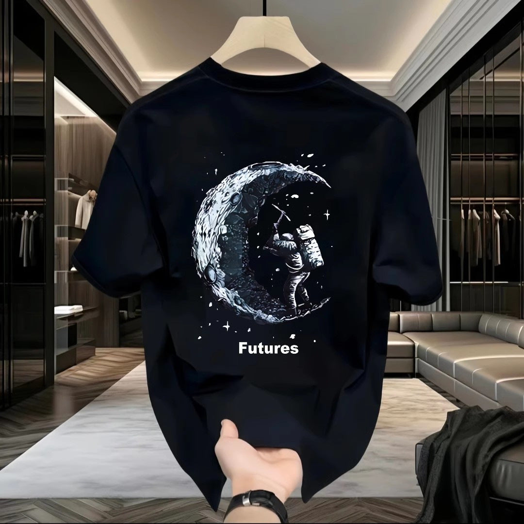 Freizeit-T-Shirt für Herren aus reiner Baumwolle mit Print und kurzen Ärmeln