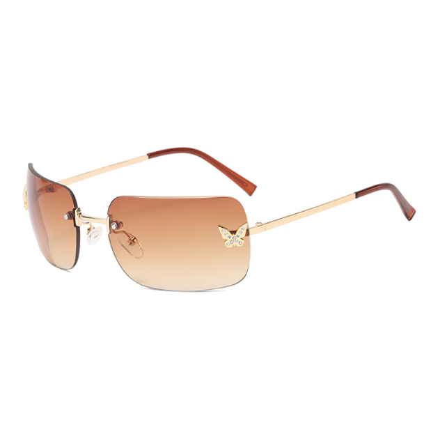 Randlose Diamant-Sonnenbrille mit hohem Sinn, quadratischer Rahmen, Mode-Sonnenbrille für Damen und Herren