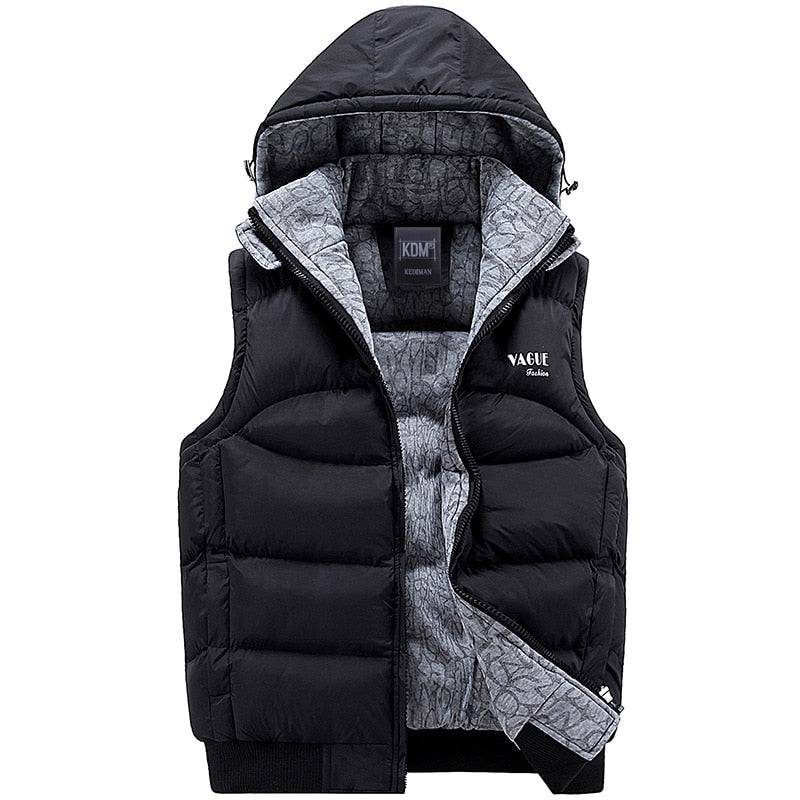 Fashion ärmellose Jacke 2019 Herren Verdickung 100% Baumwolle Weste Hut Kapuze Warme Weste Winterweste Herren Casual Windbreaker