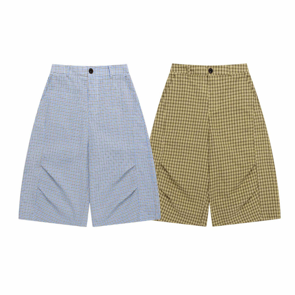 Pantalon écossais court à blocs de couleur