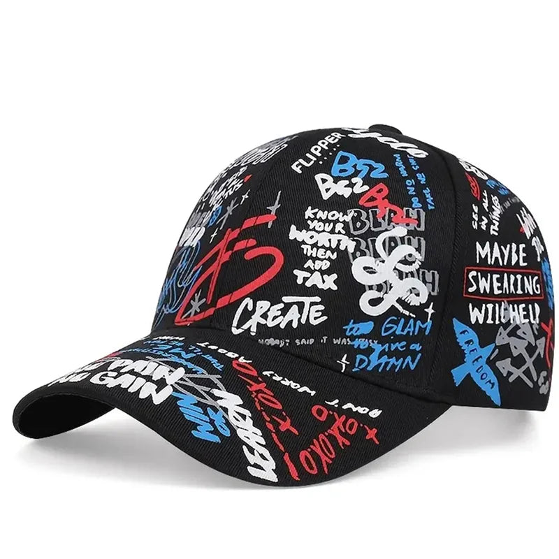 Mode Buchstabe Baseballmütze Graffiti Sonnen-Hip-Hop-Kappe Visier Frühling Hut Herren Verstellbare Snapback Baumwollkappe für Damen Herren Hüte