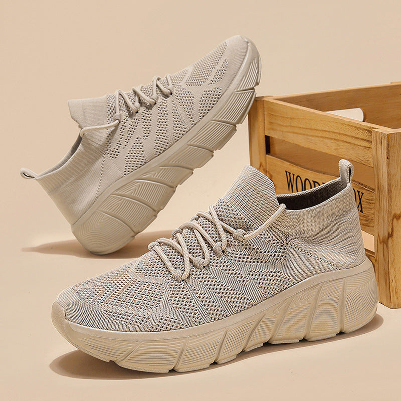 Grenzüberschreitende neue Socken-Schuhe für Männer und Frauen, lässige Paar-Schuhe, dicke Sohle, Studentenmode, All-Match Flyknit Sportschuhe für Männer