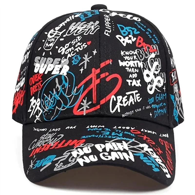 Mode Buchstabe Baseballmütze Graffiti Sonnen-Hip-Hop-Kappe Visier Frühling Hut Herren Verstellbare Snapback Baumwollkappe für Damen Herren Hüte