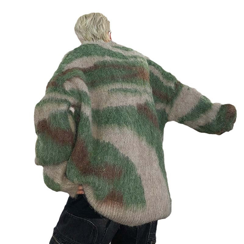 Men Autumn Winter New Korean High Street Striped Sweater Loose Versatile Tide Fashion Oversized Knitwear Pullover Men