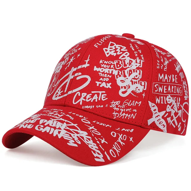 Mode Buchstabe Baseballmütze Graffiti Sonnen-Hip-Hop-Kappe Visier Frühling Hut Herren Verstellbare Snapback Baumwollkappe für Damen Herren Hüte