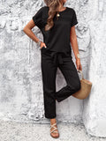 2-teiliges Sommer-Set | Kurzarm-Top + elegante Hose