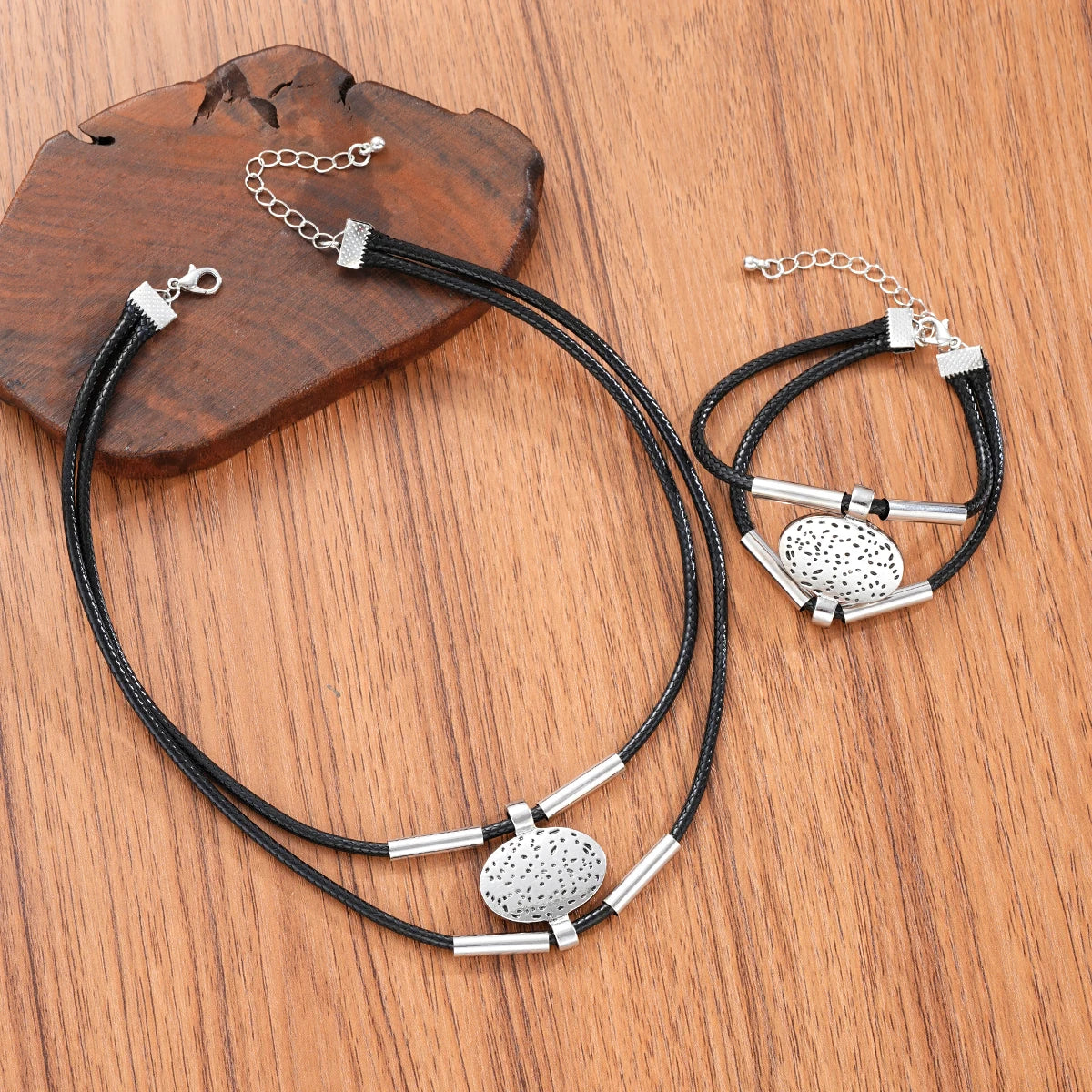 Schmuckset Halskette + Armband | Doppelreihig Gold oder Silber