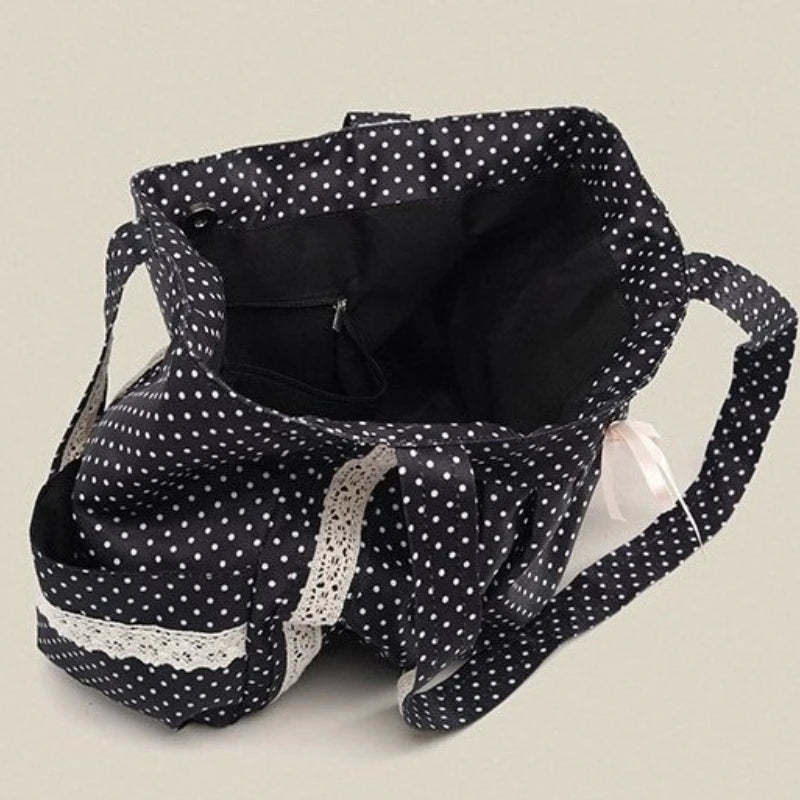 Koreanische Canvas-Umhängetasche | Vintage-Stil mit Spitze