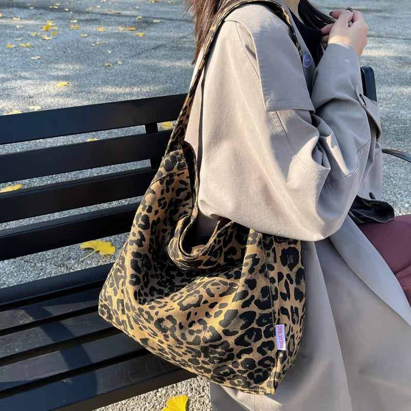 Sac fourre-tout Léopard Vintage | Grand cabas en toile pour femme