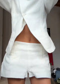 Ensemble en lin blanc | Blazer asymétrique + Short taille haute