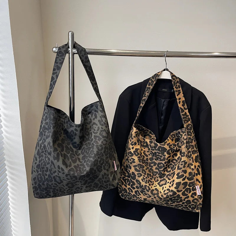 Sac fourre-tout Léopard Vintage | Grand cabas en toile pour femme