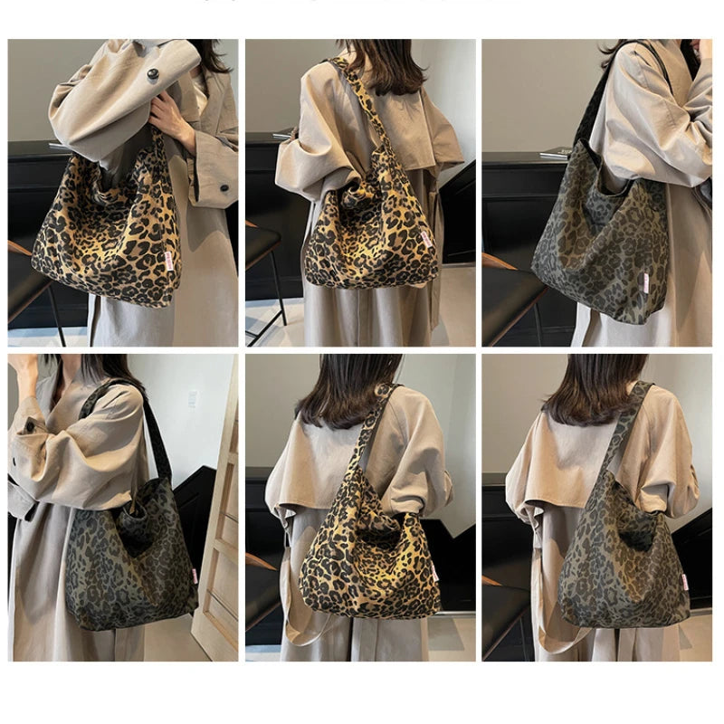 Sac fourre-tout Léopard Vintage | Grand cabas en toile pour femme