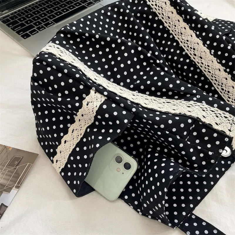 Koreanische Canvas-Umhängetasche | Vintage-Stil mit Spitze